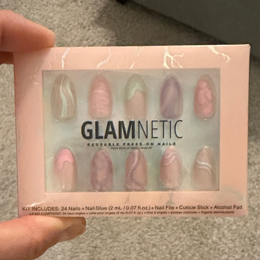 GLAMNETIC Wild Card - Pink with Designs - Reusable Press-On Nails Set